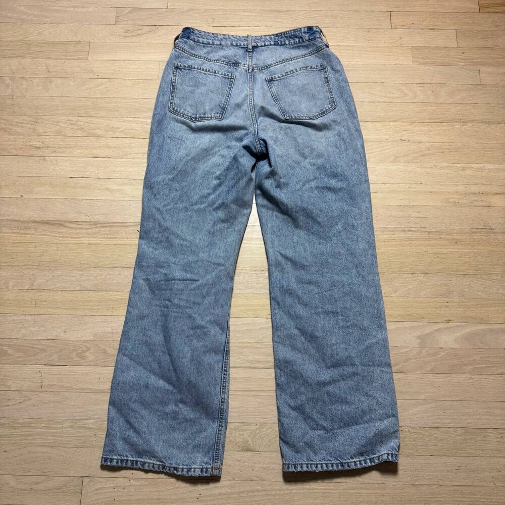 Dynamite High Waist Wide Leg Distressed Denim Jeans Jambe Large 30x32 Blue - Picture 9 of 9